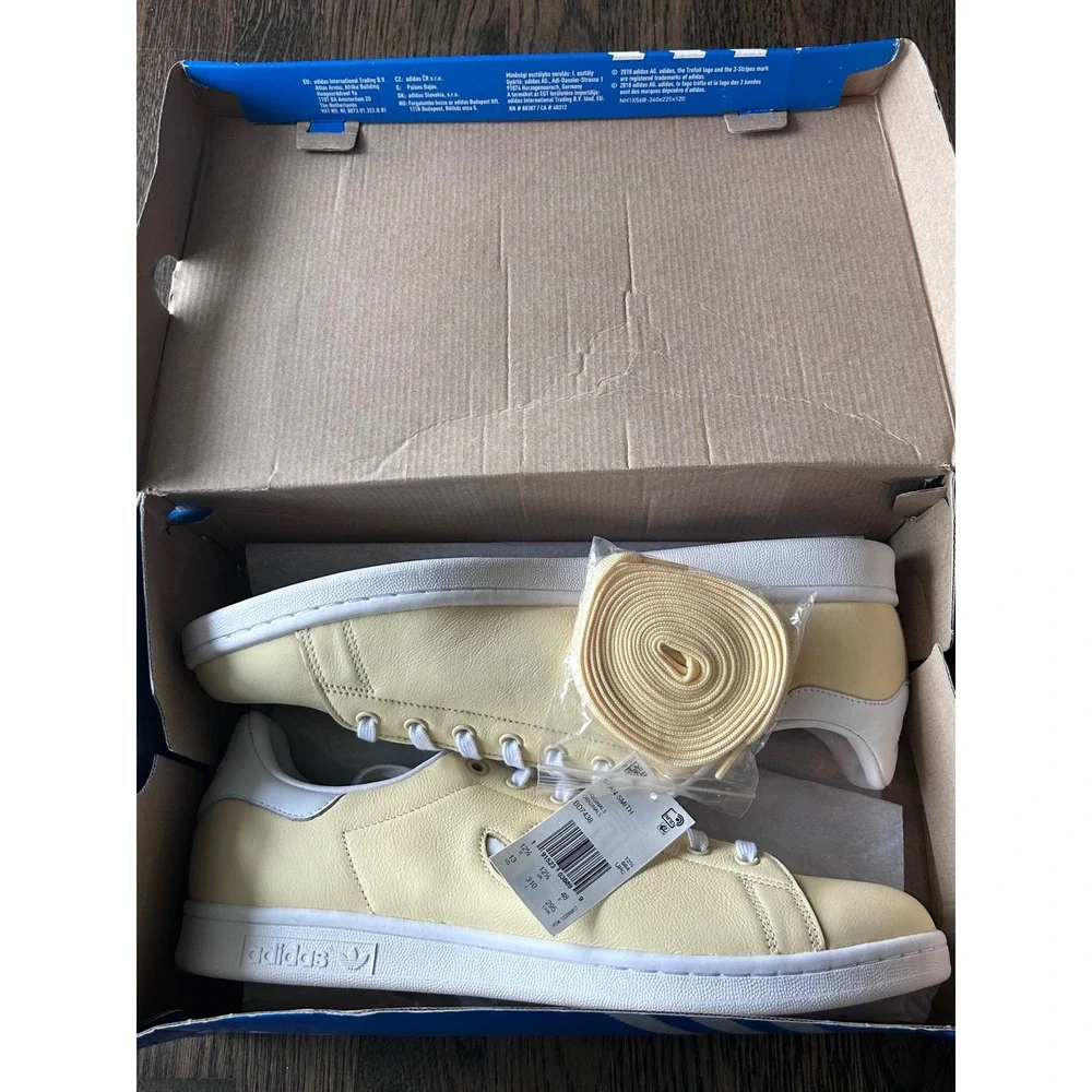 Adidas Stan Smith Mens Easy Yellow White Leather Sneakers BD7438 Size 13